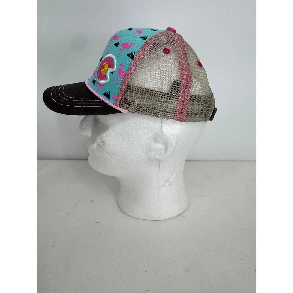 Yo Colorado Kids Flamingo Trucker Hat Blue Pink Mesh Adjustable Lil‎ Fit 2-3 Yrs